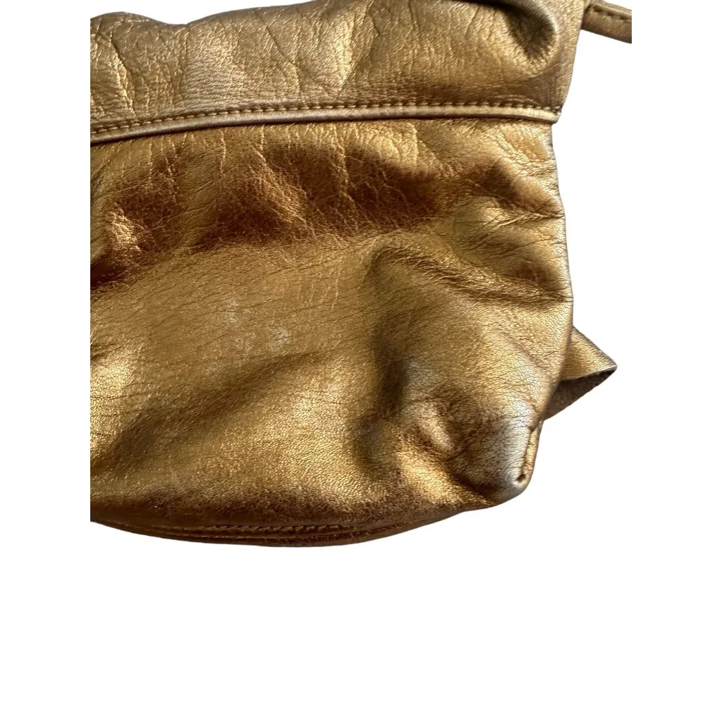 SUSAN FARBER Vintage Autographed Bronze Leather Lizard Embellished Handbag Gold - Image 7