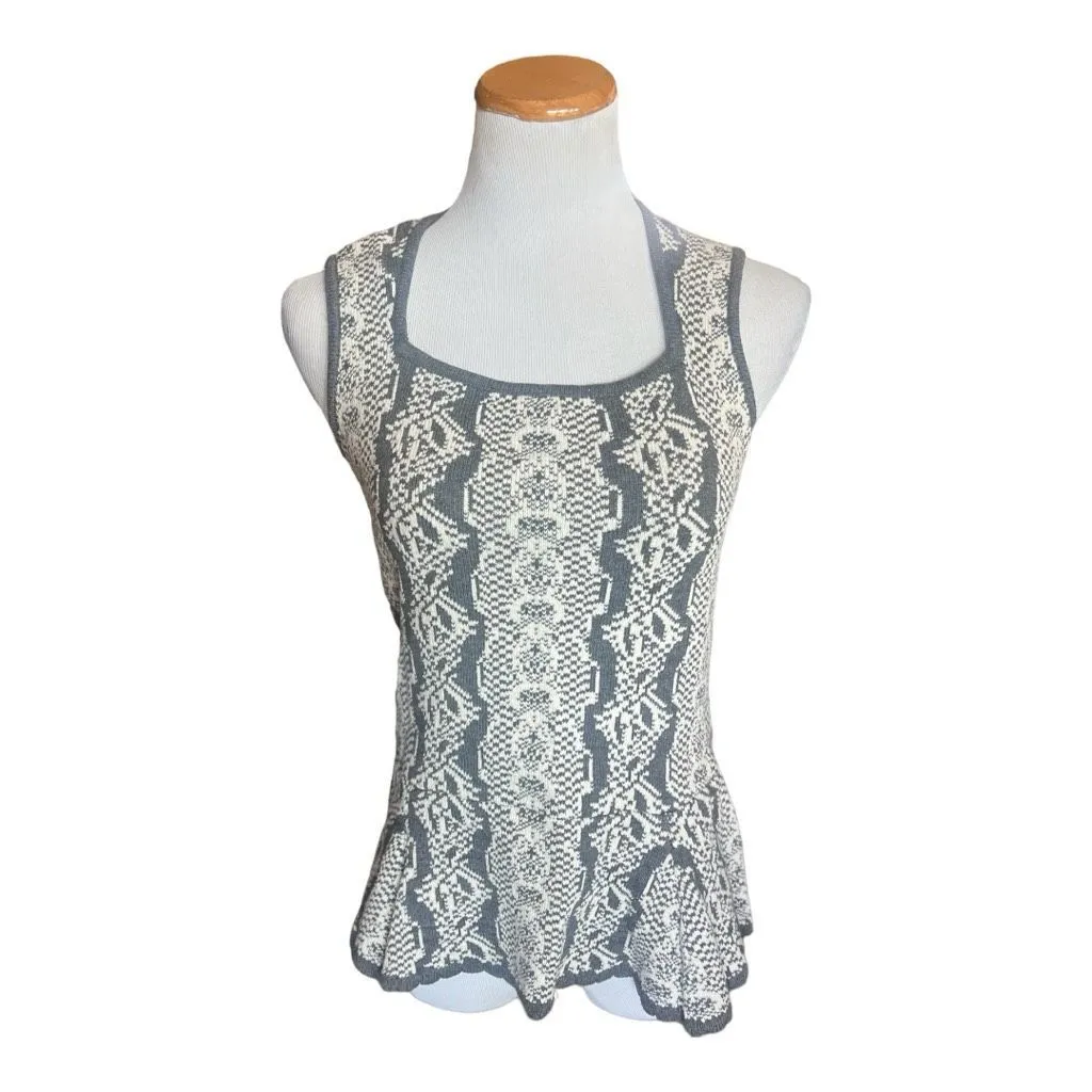 Womens CAbi Sleeveless Gray Peplum Shell Scalloped Hemline Vest #887 - Sz S - Image 3