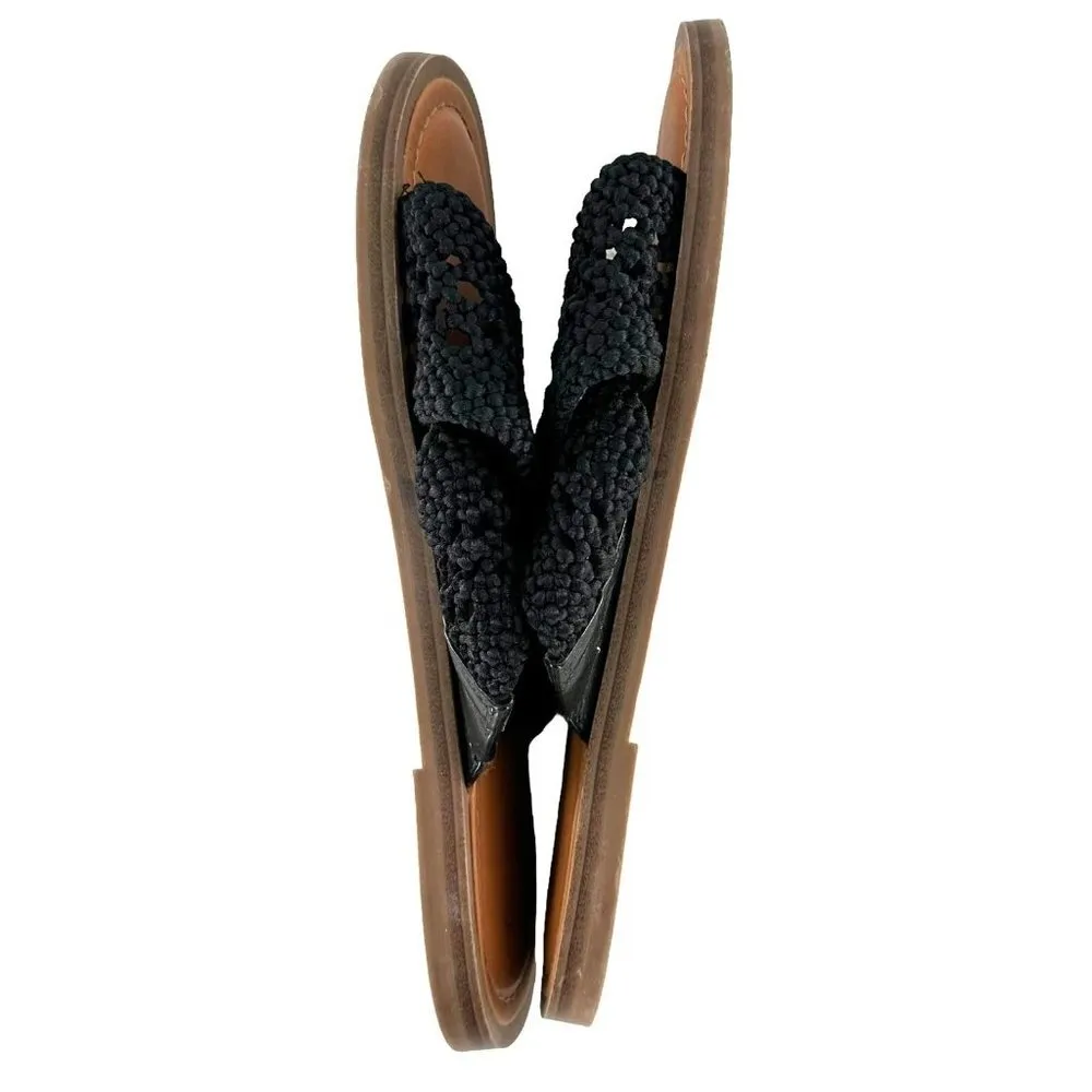 Crown Vintage Antola Black Woven Vegan Leather Sandals Size 7.5 Flats - Image 6