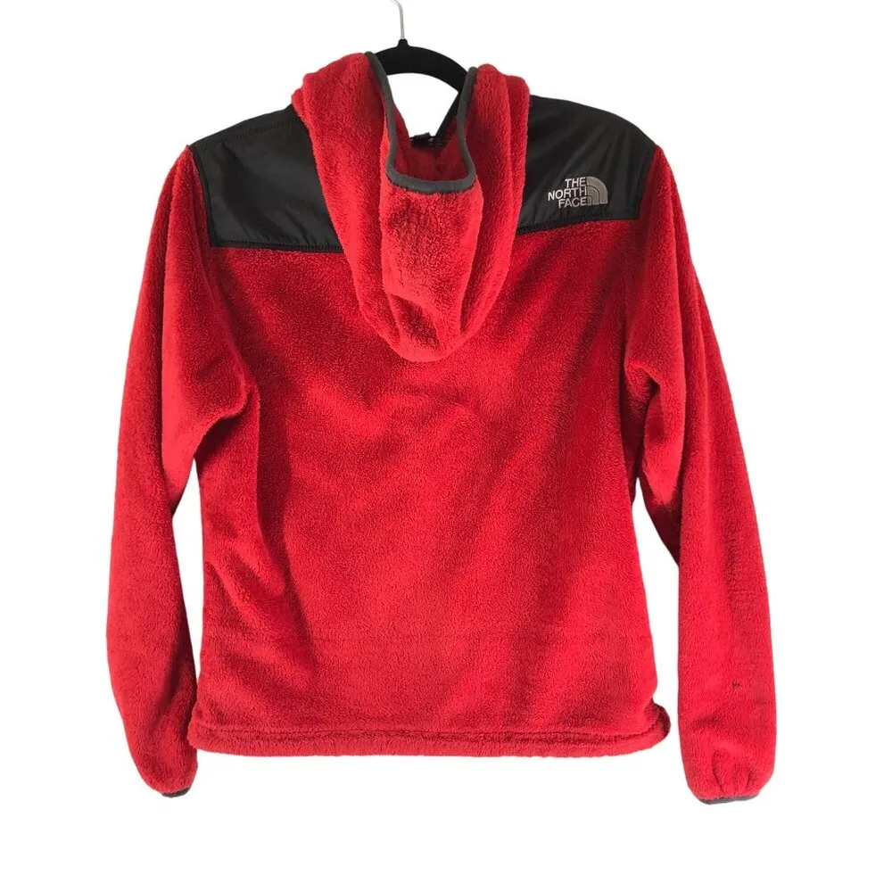 The North Face Womens Oso Fleece Full-Zip Hoodie Jacket Red & Black Size M - Image 3