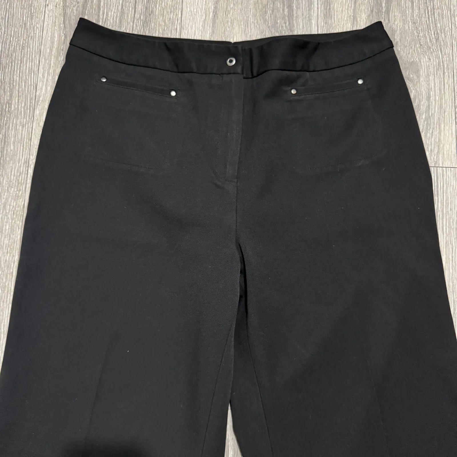 Elliott Lauren Women Black Wide Leg Loose Fit Dress Pants Size 16 Made in USA - Image 2