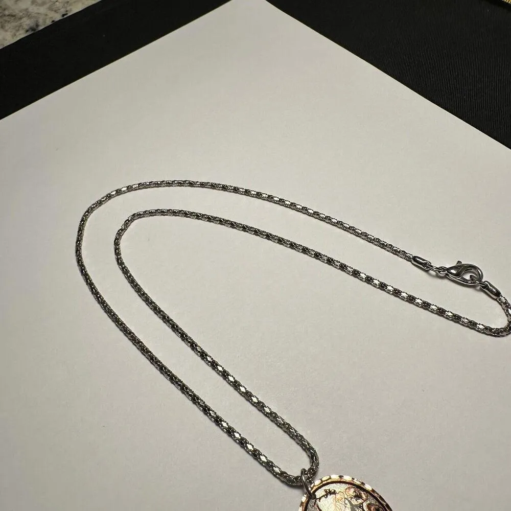 Hummingbird Copper Tone Metal  Bird Pendant Silver Tone 20 Inch Chain Necklace - Image 7