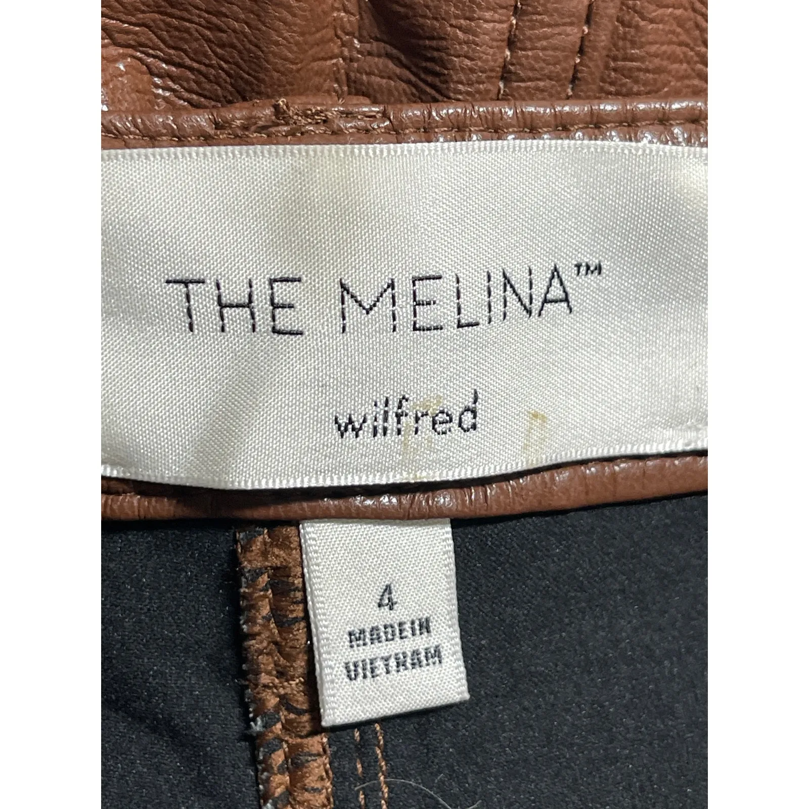 Aritzia Wilfred The Melina Brown Faux Leather High Rise Straight Trouser Pants 4 - Image 3