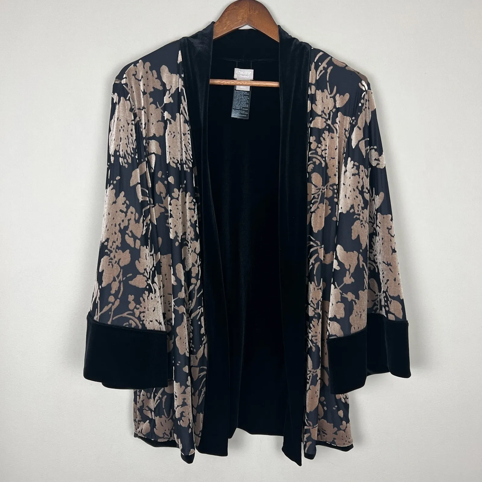 Chicos 2 Travelers Reversible Cardigan Kimono Womens 12/14 Velvet Burnout Open L - Image 3