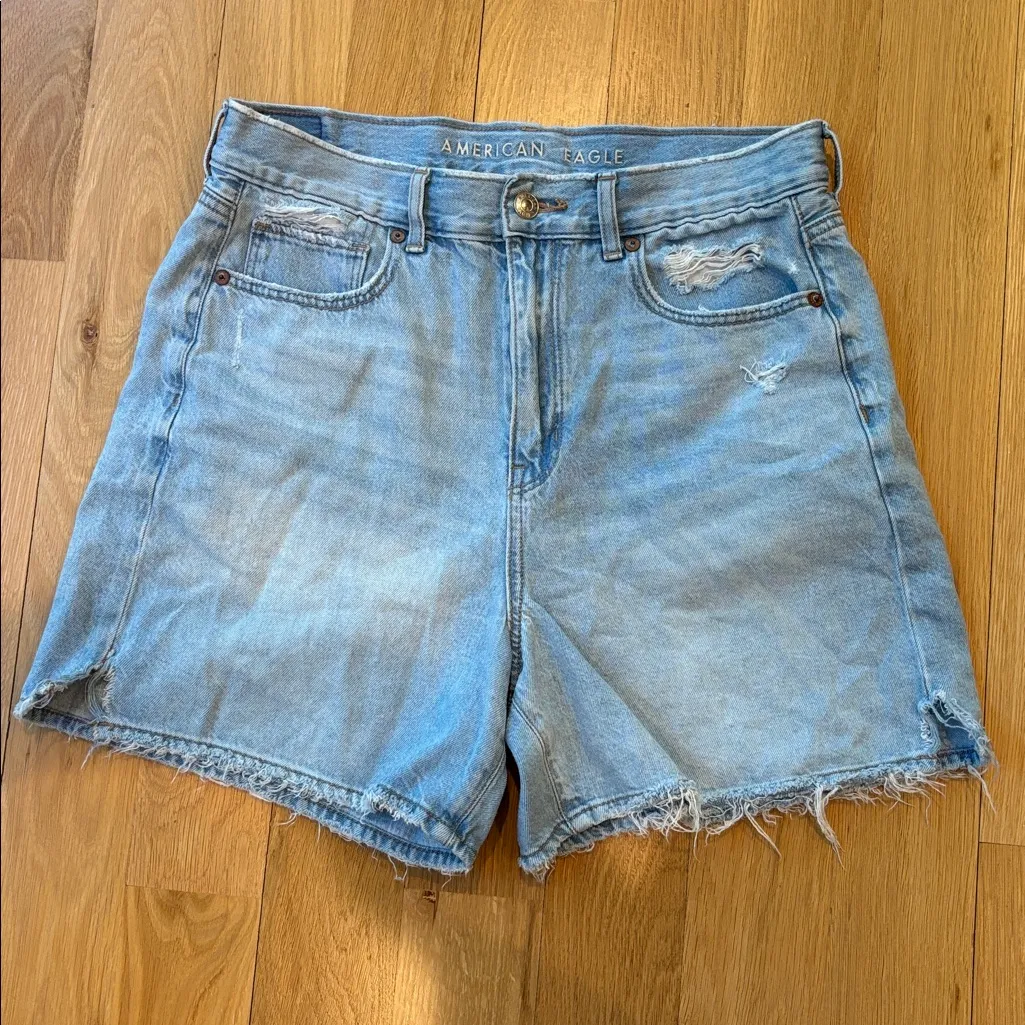 American Eagle Shorts Highest Rise Baggy Light Denim Size 8 - Image 3