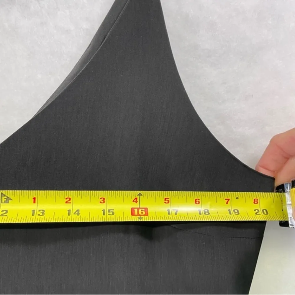 Halston Black Dress Large High Low Poplin Spaghetti Strap Semi Formal Gown - Image 8