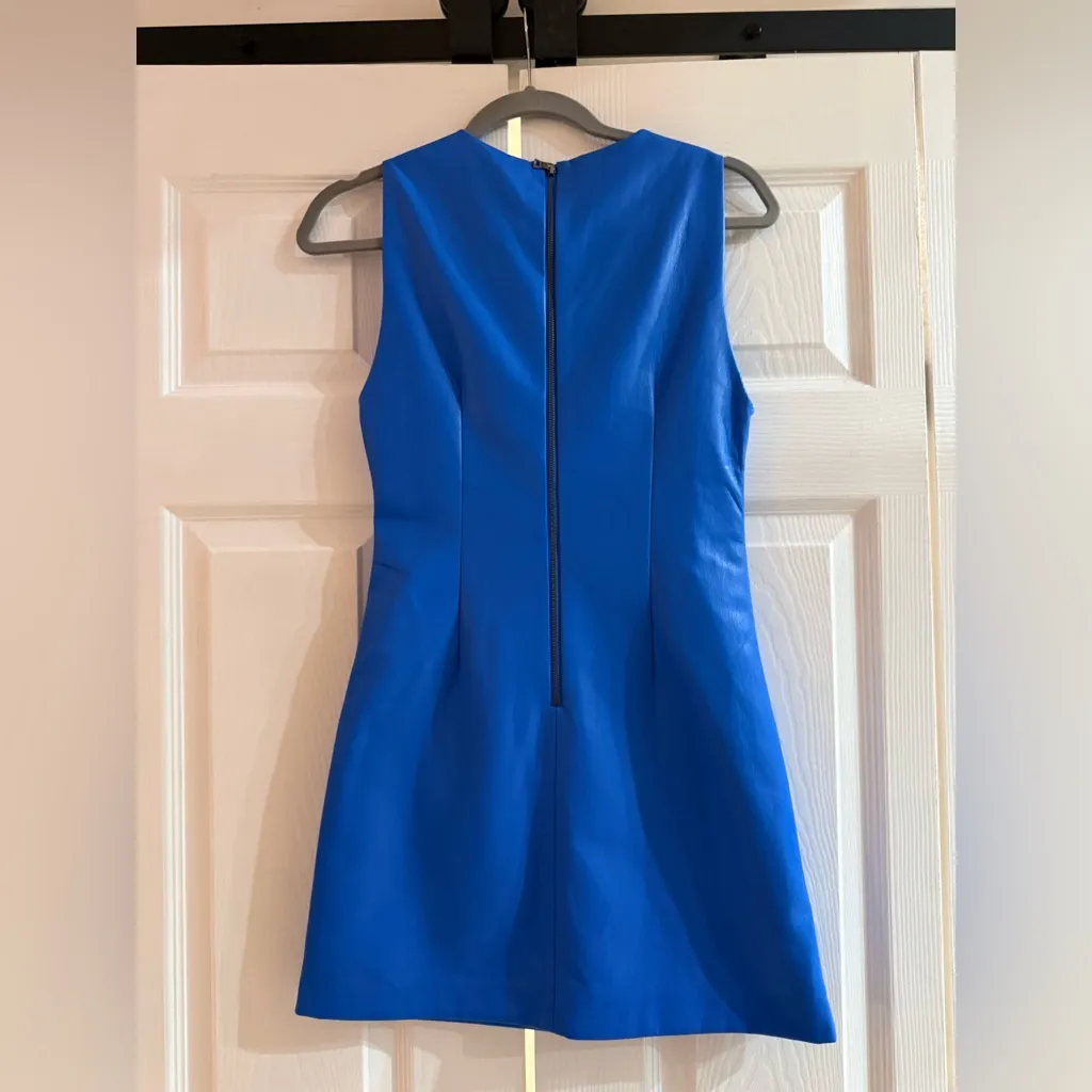Alice + Olivia Coley Vegan Leather Sleeveless Mini Dress Palace Blue NWT - Image 6