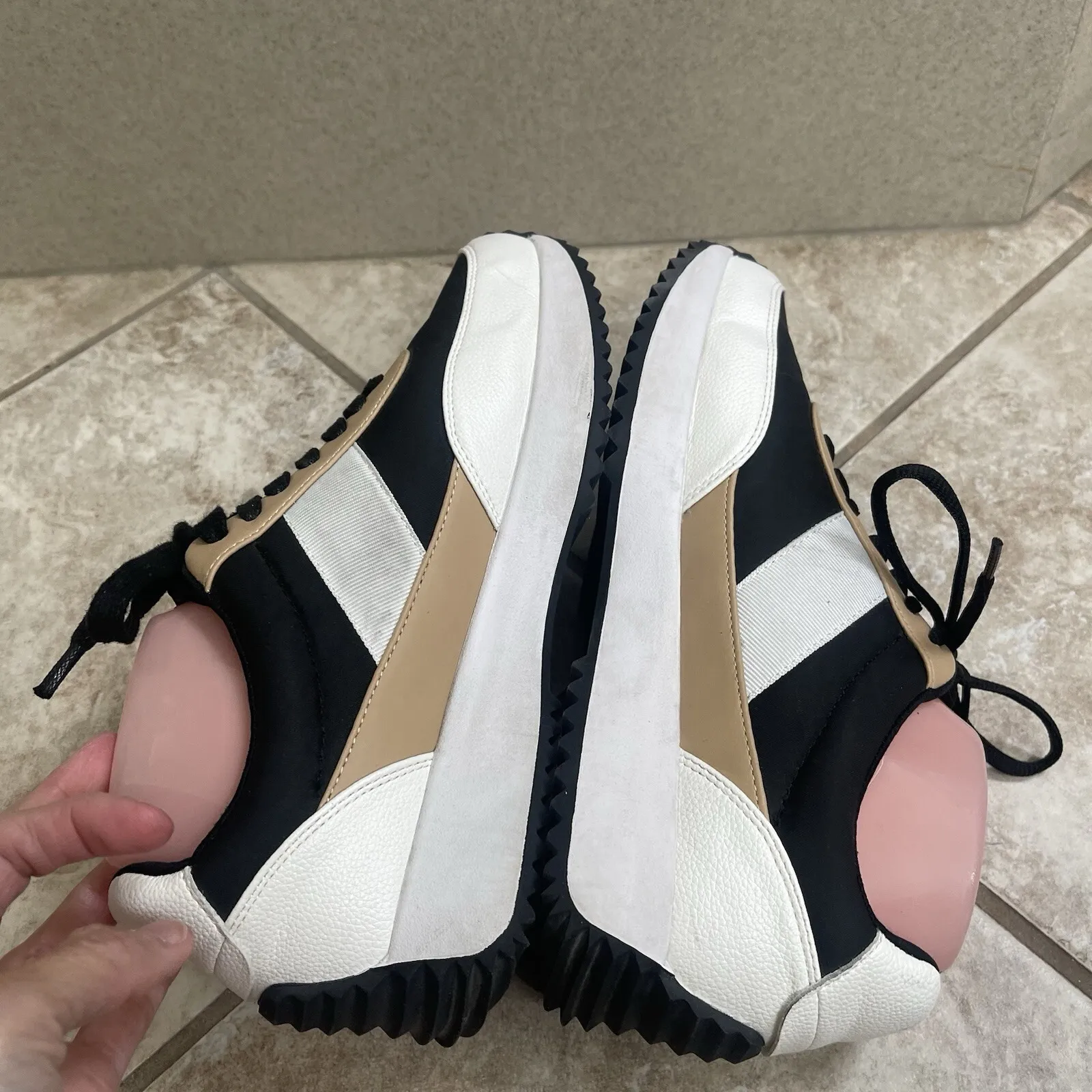 Dolce Vita Breela Platform Sneakers Shoes Black Tan & White Women's Size 9.5 - Image 9