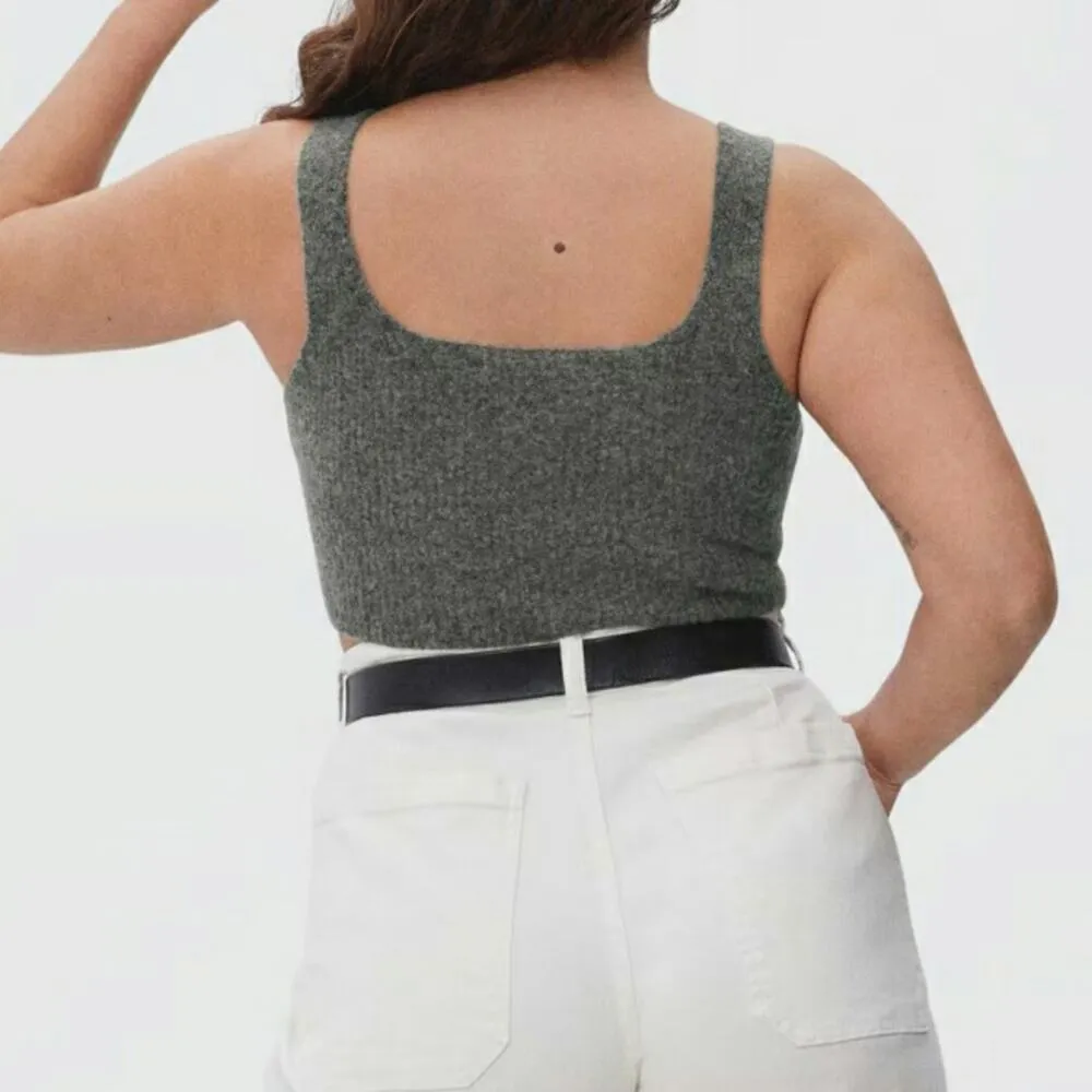 Everlane Cozy Stretch Tank Top Heathered Charcoal Grey Yak Hair Blend Size M New - Image 3