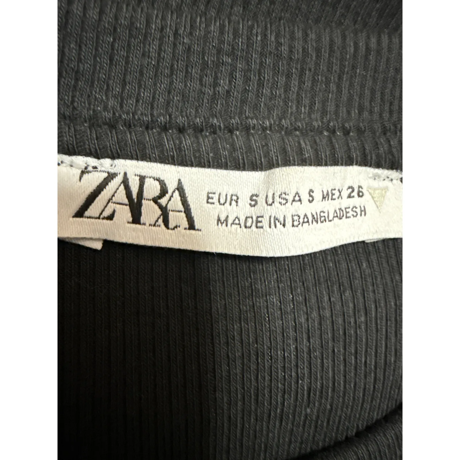 Zara Women's Black Rib Knit Round Neck Short Sleeve Midi Sweater Bodycon Dress S - Image 3