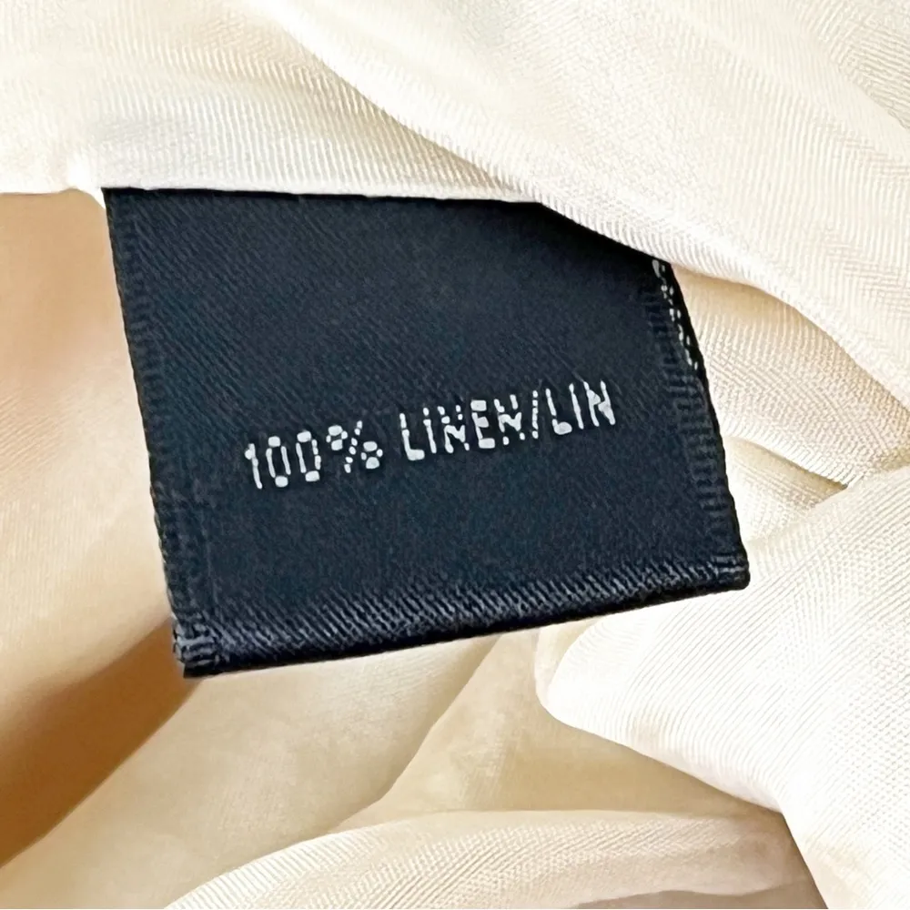 LAFAYETTE 148 Cream 100% Linen Beaded Embellished Lined Pleated Skirt, Size 10 - Image 4