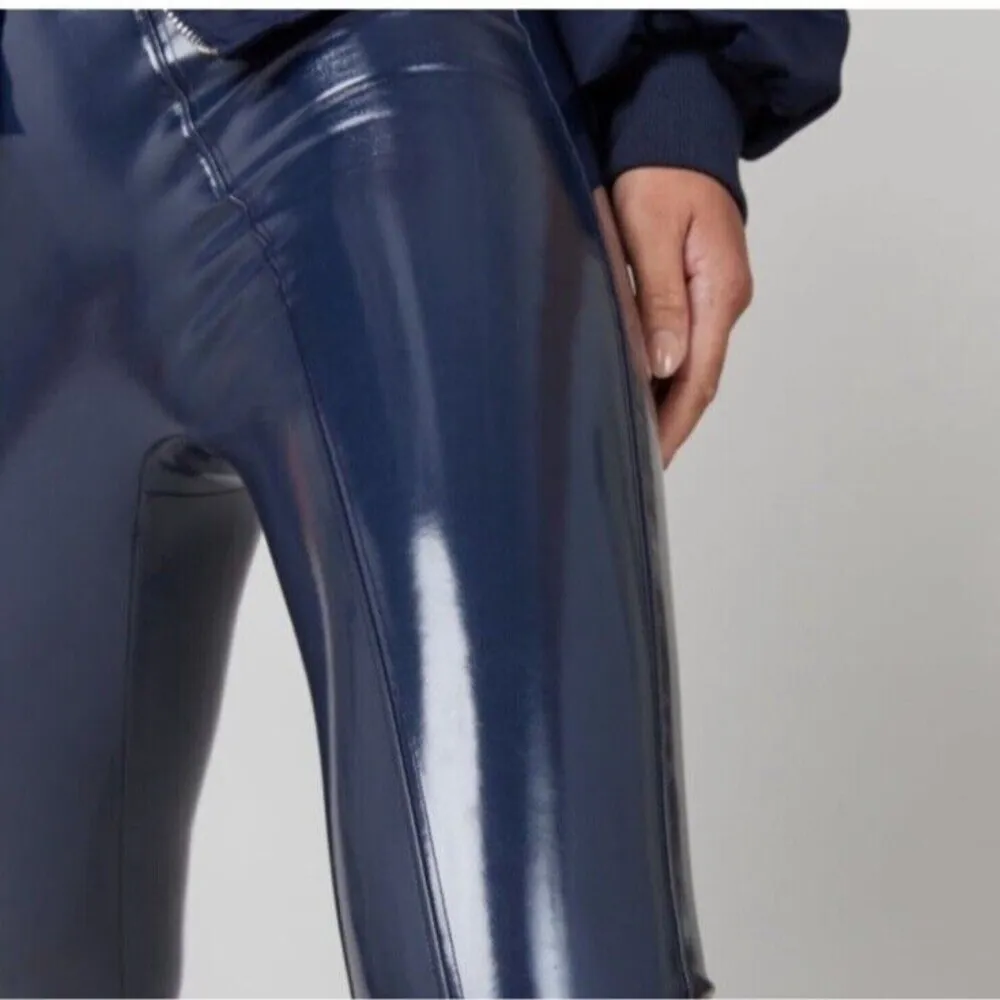 SPANX Faux Patent Leather Leggings in Port Navy Glossy Shiny 20301R Women’s XS - Image 4