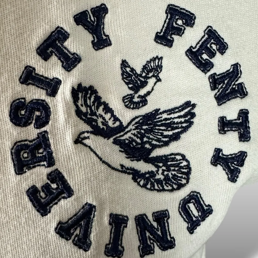 Puma X Fenty University Cropped Vintage Tee in Cream Large Rhianna Baby Tee - Image 9