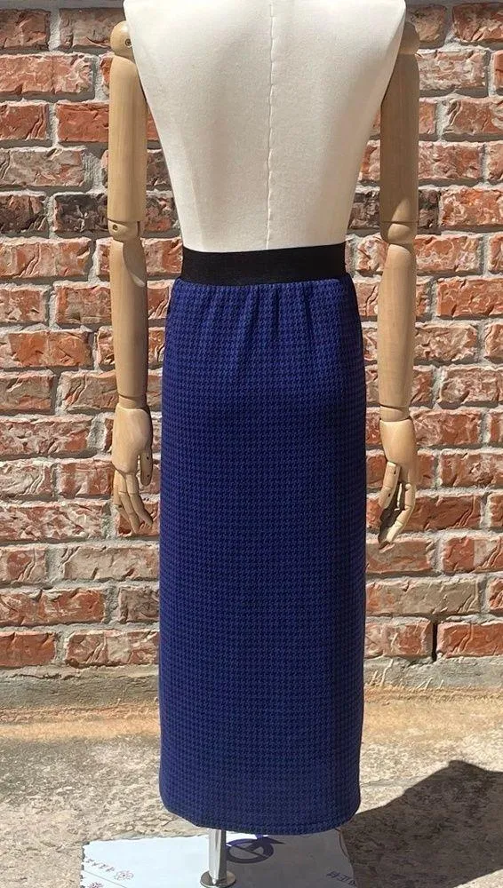Cha Cha Vente black/blue houndstooth print midi skirt / 2X / Excellent condition - Image 8