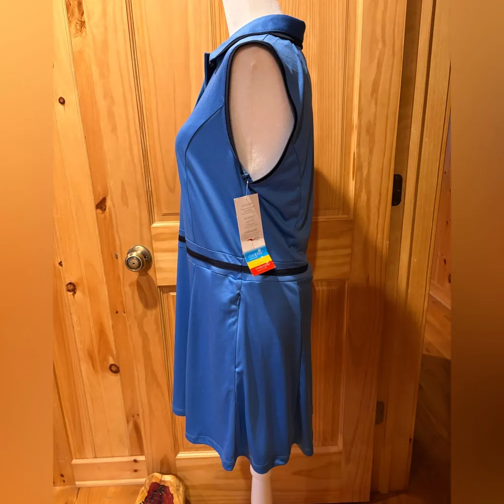 Pro Tour Sleeveless Essential Color Block Flounce Polo Dress NWT M Blue Size M - Image 3