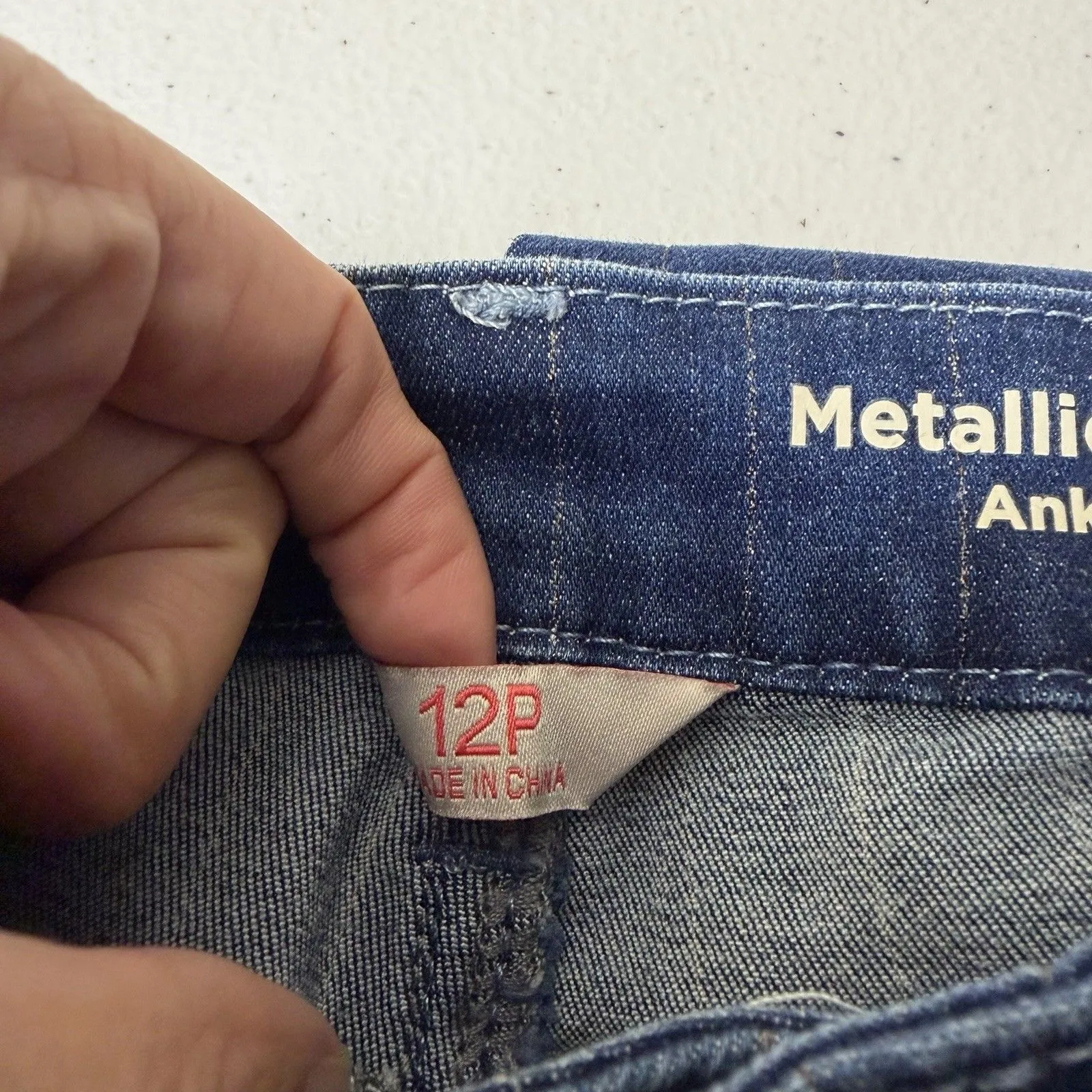 Laurie Felt Jeans Womens 12 Petite Blue Metallic Pin Stripe Ankle Skinny Size 12P - Image 3