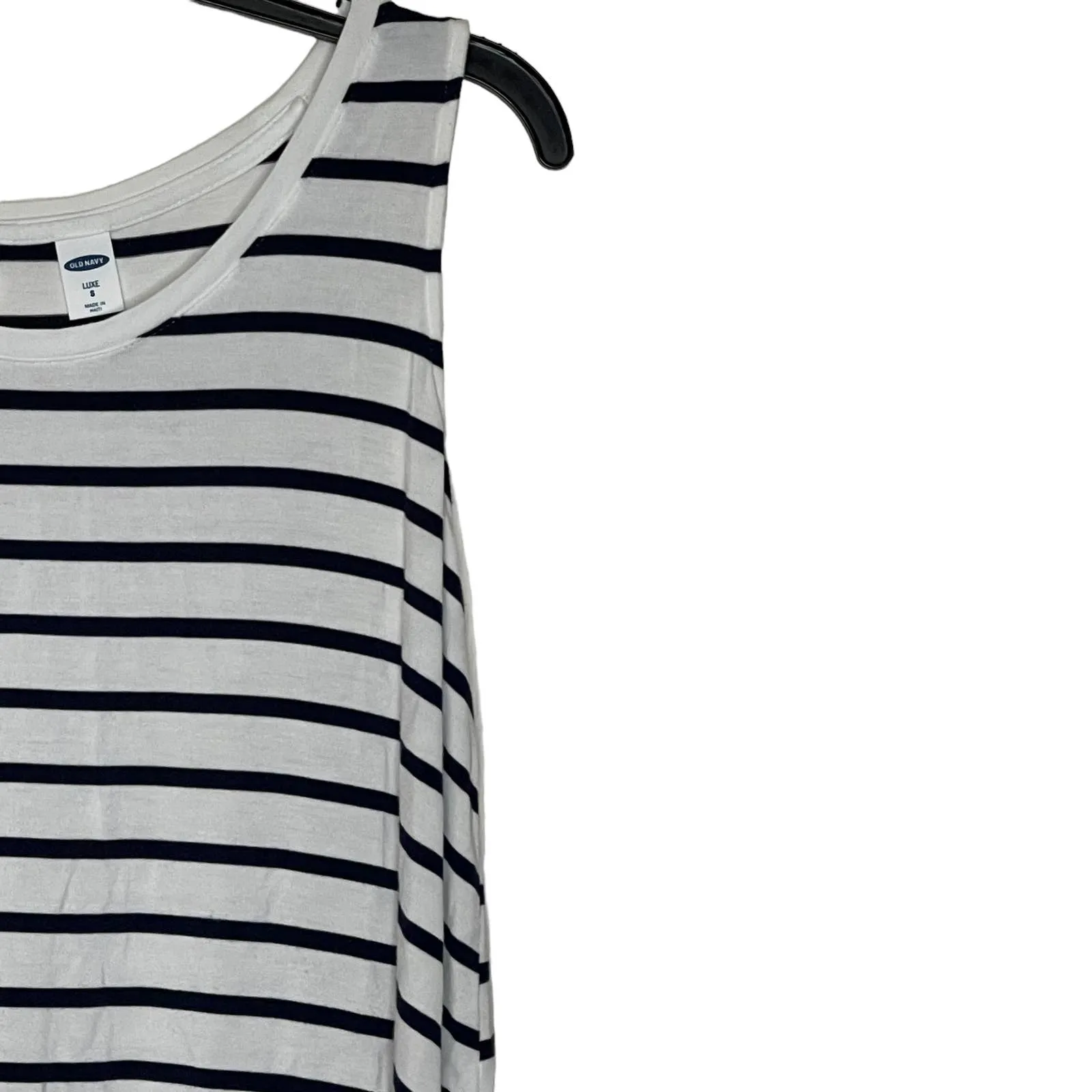 Old Navy Luxe Tank Top Size Small White With Navy‎ Stripes Stretch Womens - Image 4
