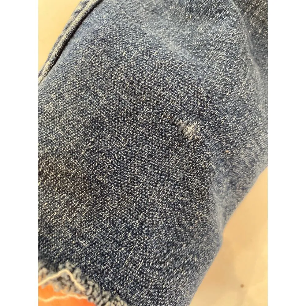 All Saints Roxanne Dark Blue Denim Stretch Ankle Raw Hem Jeans Sz 31 Slim Skinny - Image 14