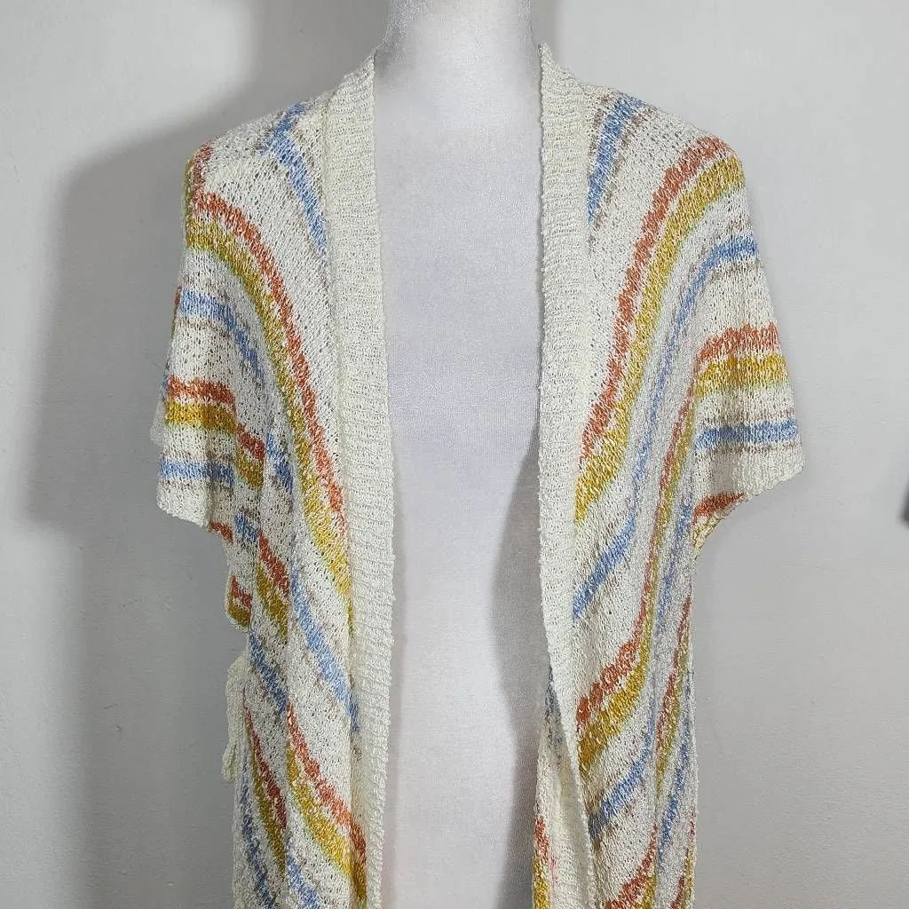 Loveriche Colorful Boho Knit Vest with Side Ties Size Small Knit Open Vest - Image 3