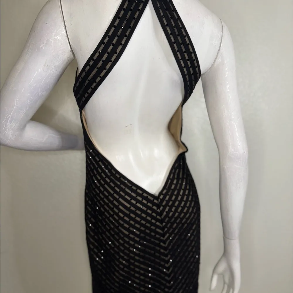 La Femme Short Cocktail Black Beaded Dress Size 8.  #78 - Image 10
