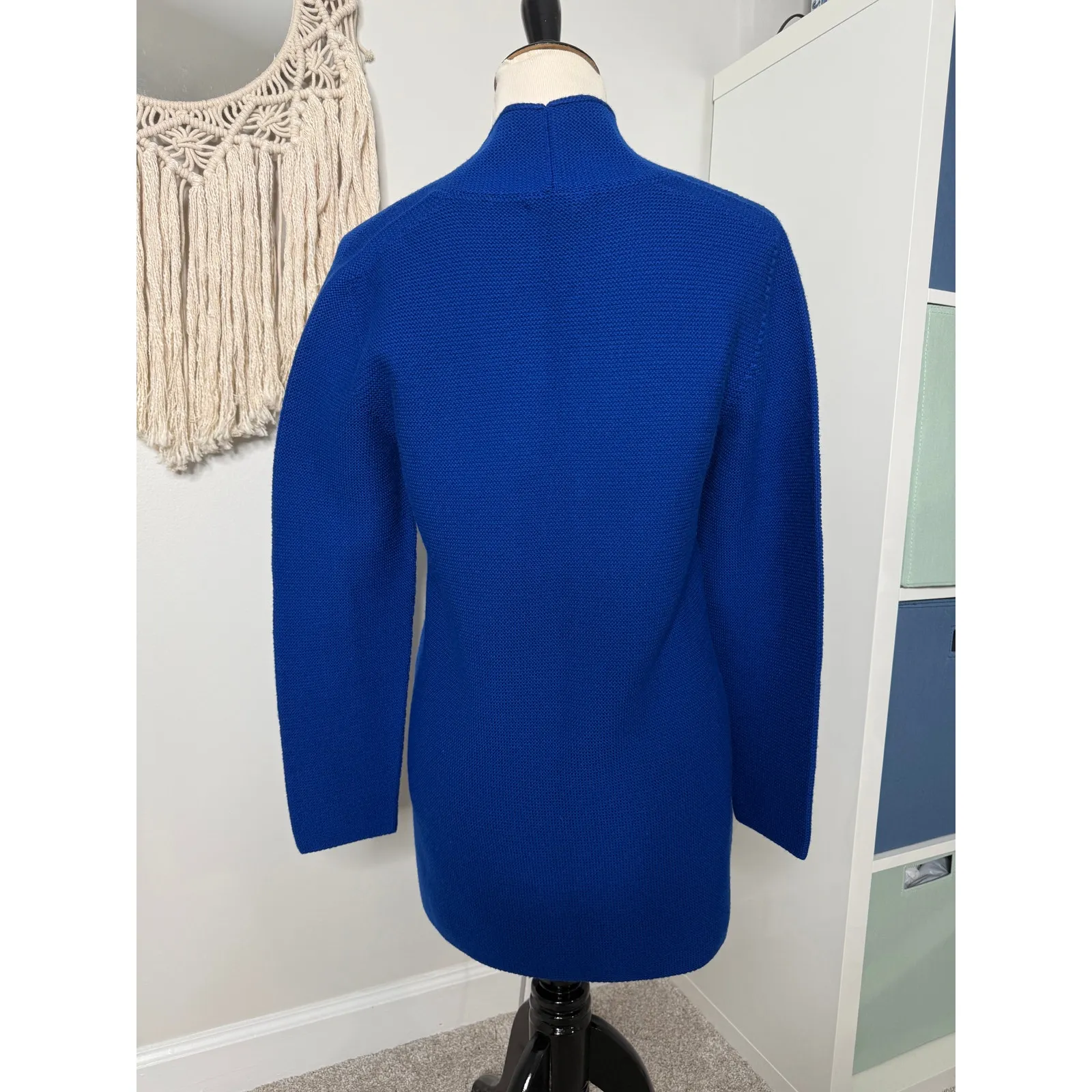 Women's Cobalt Royal Blue Italian 100% Extra Fine Merino Wool Cardigan Sweater S - Image 2