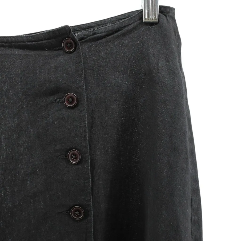 DKNY 100% Linen Black A-Line Midi Skirt WhimsiGoth Dark Romantic Chic 14 - Image 3