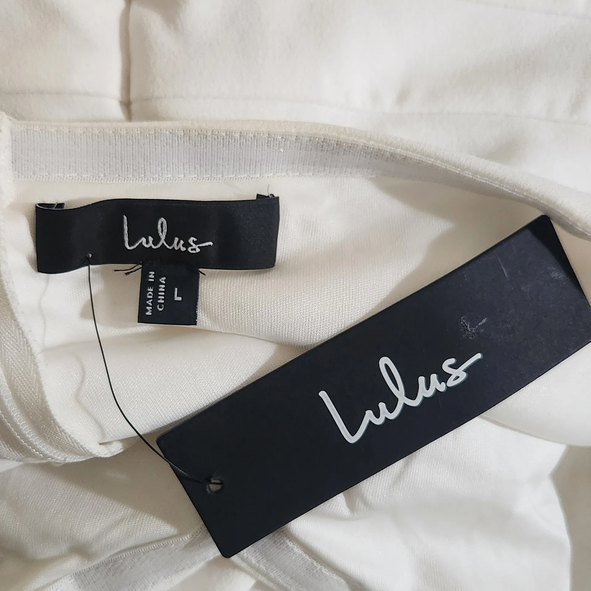 Lulus Strapless White Jumpsuit NWT Size Large White Strapless Jumpsuit Flaws - Image 7