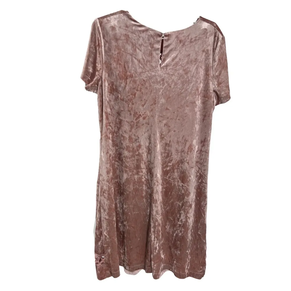 Sangria dusty pink velvet 16W cutout detail dress above the knee boho casual - Image 2