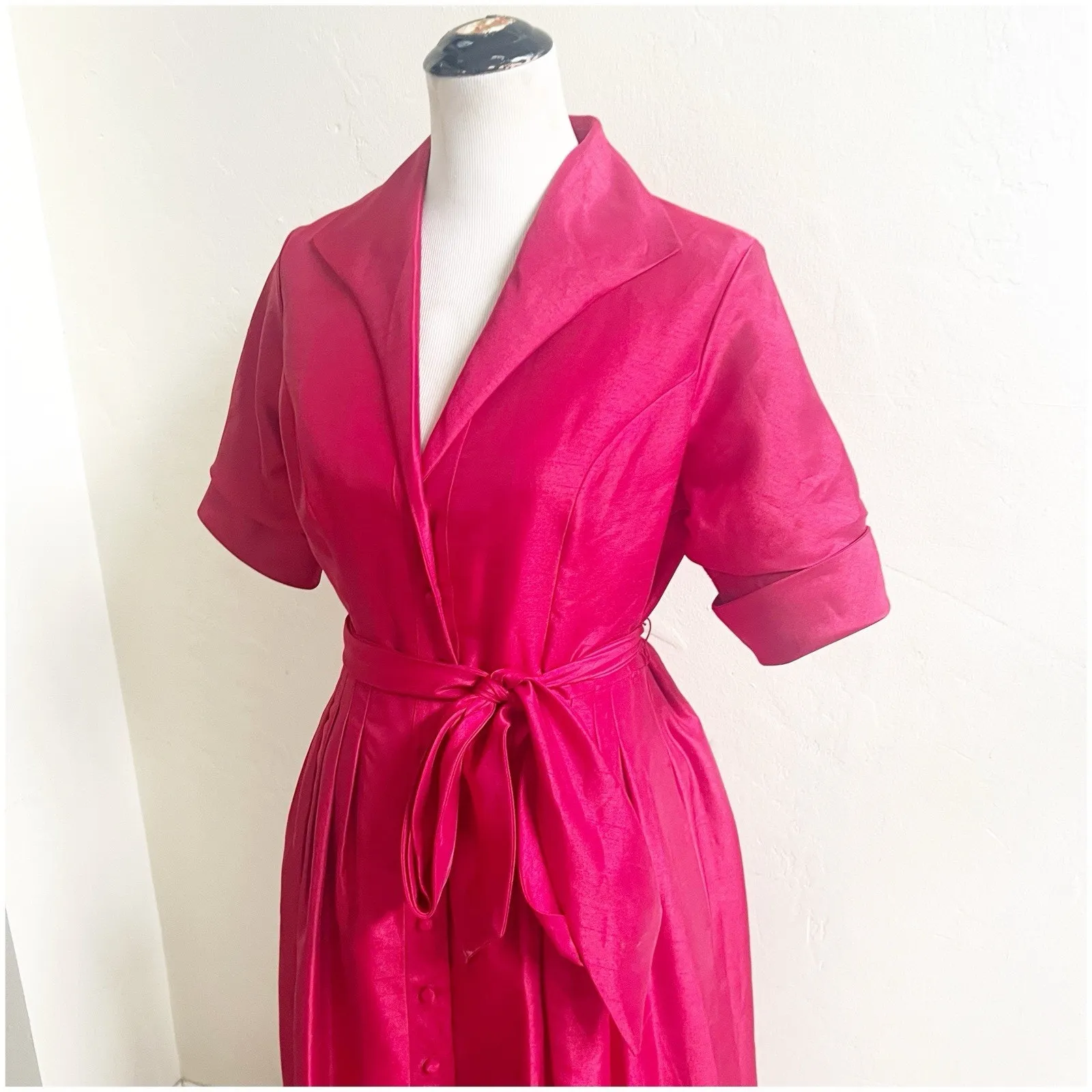 Alfani Retro Style Women’s Cocktail Party Dress Size 10 Shimmer Red Tie Waist - Image 7