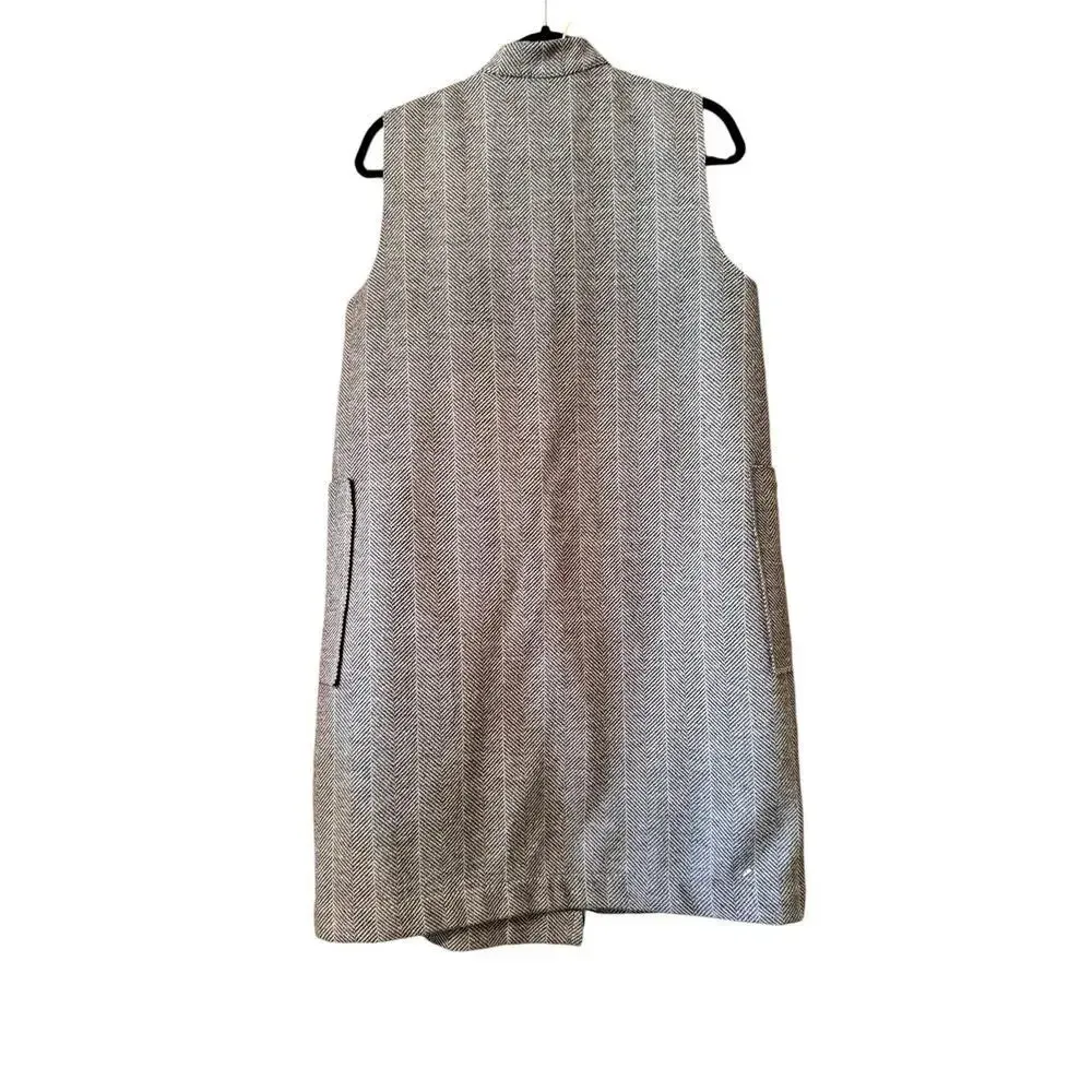 Beau Jours 100% Wool herringbone sleeveless vest/dress M unlined art to wear Black Size M - Image 3