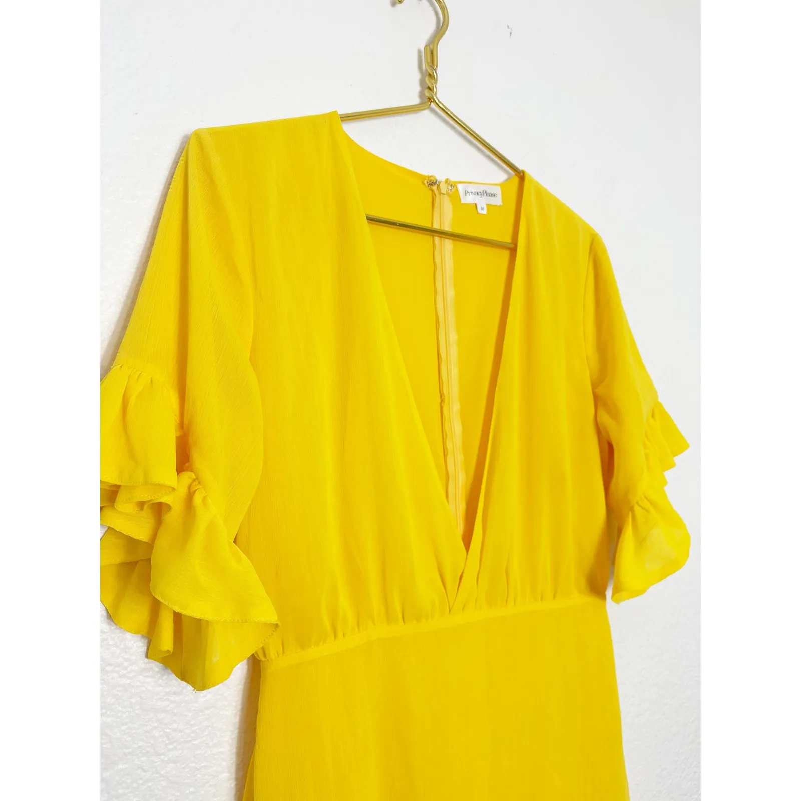 Privacy Please Chrysanthemum Asymmetrical Cut Maxi Dress Medium Yellow Chiffon - Image 8