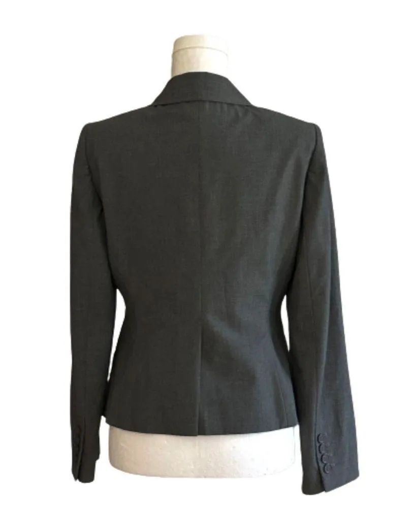 Ann Taylor Loft Petite Blazer Gray Button Front Pockets Career Blazer Size 8P - Image 5