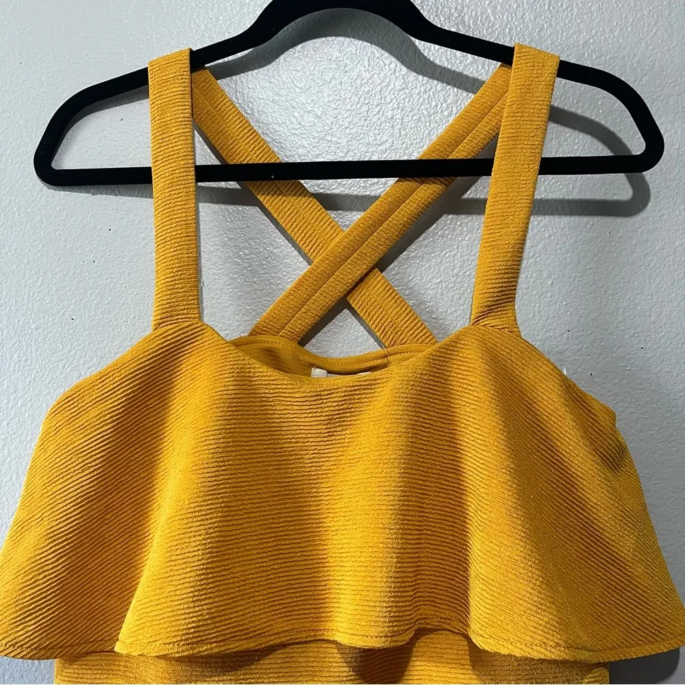 MADEWELL-NWT Cropped Flowy Top in Mustard Yellow size S - Image 3