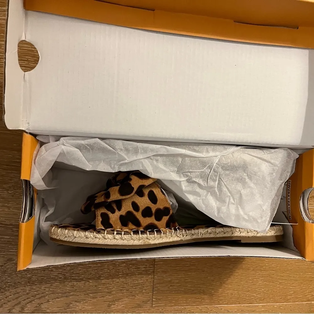 Fisace women’s espadrilles slip on front bow animal print Black Size 7 - Image 9