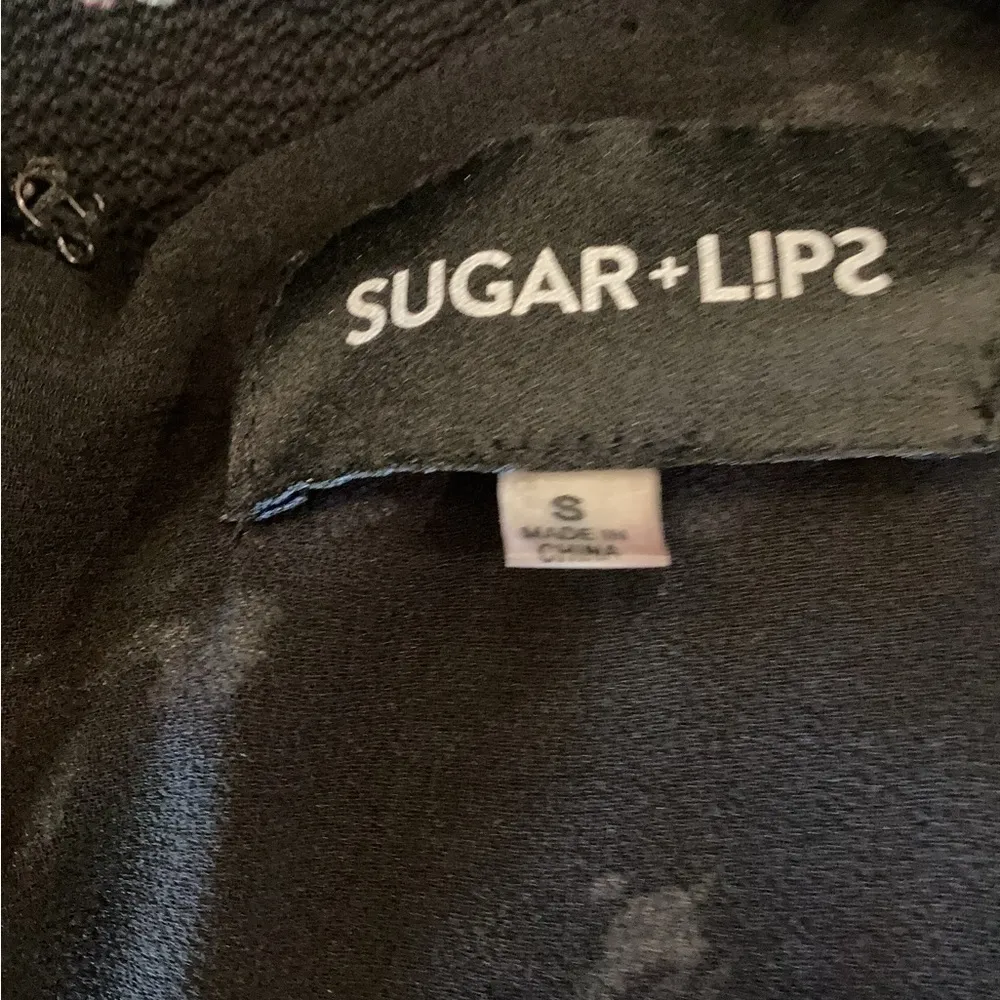 Sugar lips floral black purple Long Sleeve chiffon flowy flare Mini dress S - Image 10