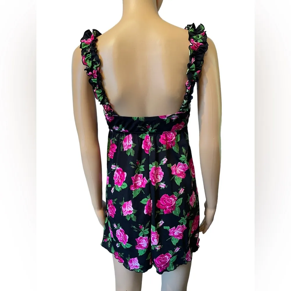Smart & Sexy Sleepwear Vintage 90s Whimsygoth Romantic Rose Ruffle Slip Dress - Image 7