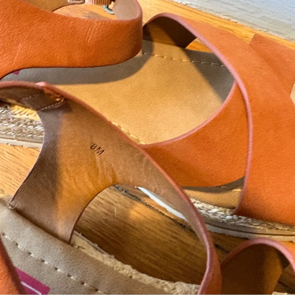 JC Penny POP Platform Espadrille Sandals Brown Orange Tan Strappy Women’s 8M Size 8 - Image 6