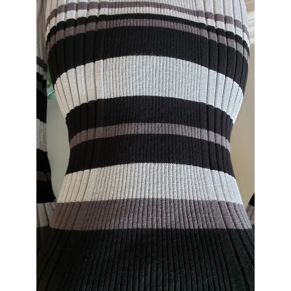 No Boundaries Sweater Dress Women XL Multicolor Stripe Ribbed Knit Cowl Neck - Image 2