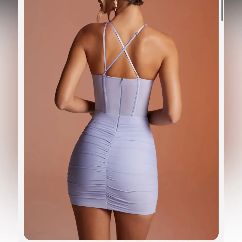 OH POLLY Asymmetric Neckline Corset Mini Dress in Lilac size 10 - Image 2