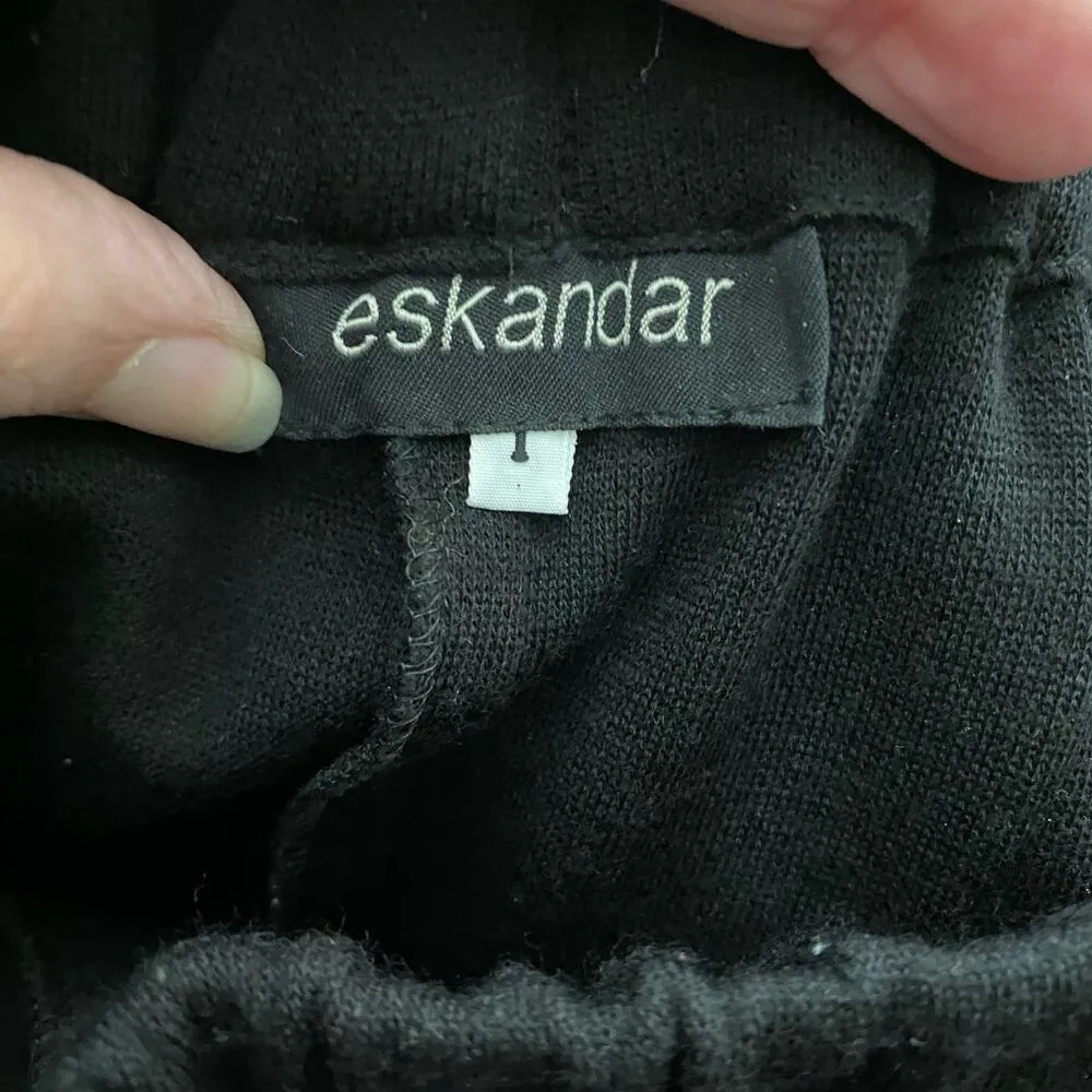 Eskandar Size 1 US L Wool Wide Leg Pants Black Minimalist Quiet Luxury Capsule Size L - Image 3