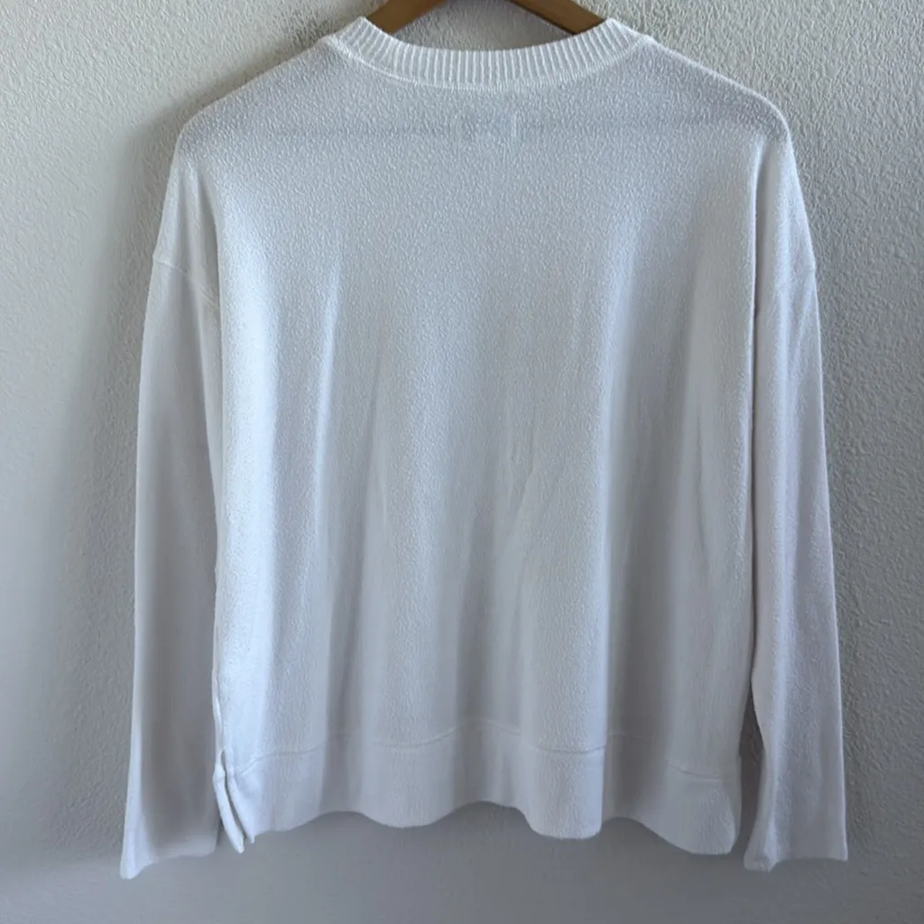 Lucky Brand Round Neck Sweater Textured White Long Sleeve Pullover Top 7WC7008 S - Image 2
