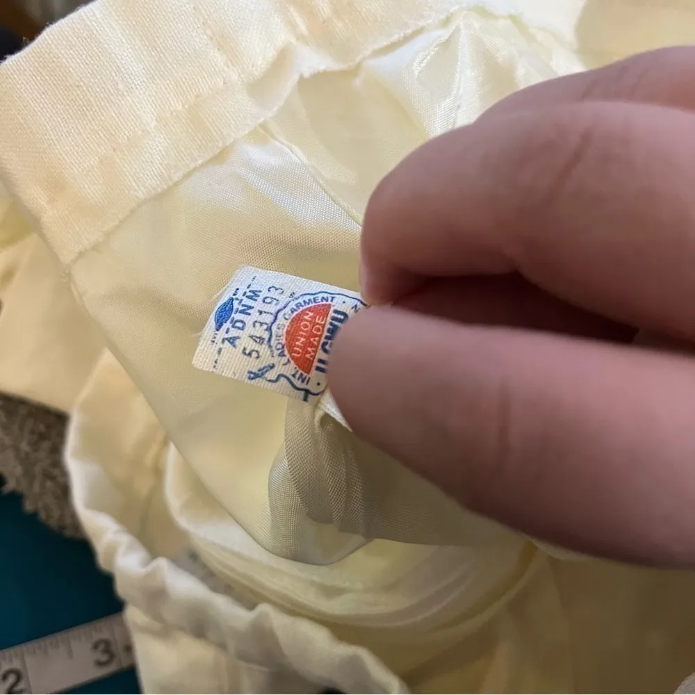 Vintage 70s Rrrrruss Russ Togs Midi Pencil Skirt Linen Off White 16 - Image 5