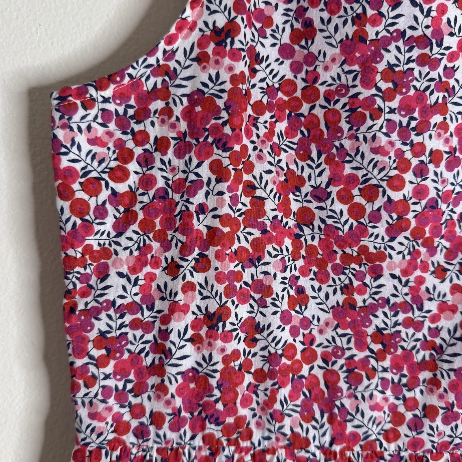 J.Crew Dress poplin tiered cotton popover Liberty Fabric Floral Sleeveless small Red - Image 6
