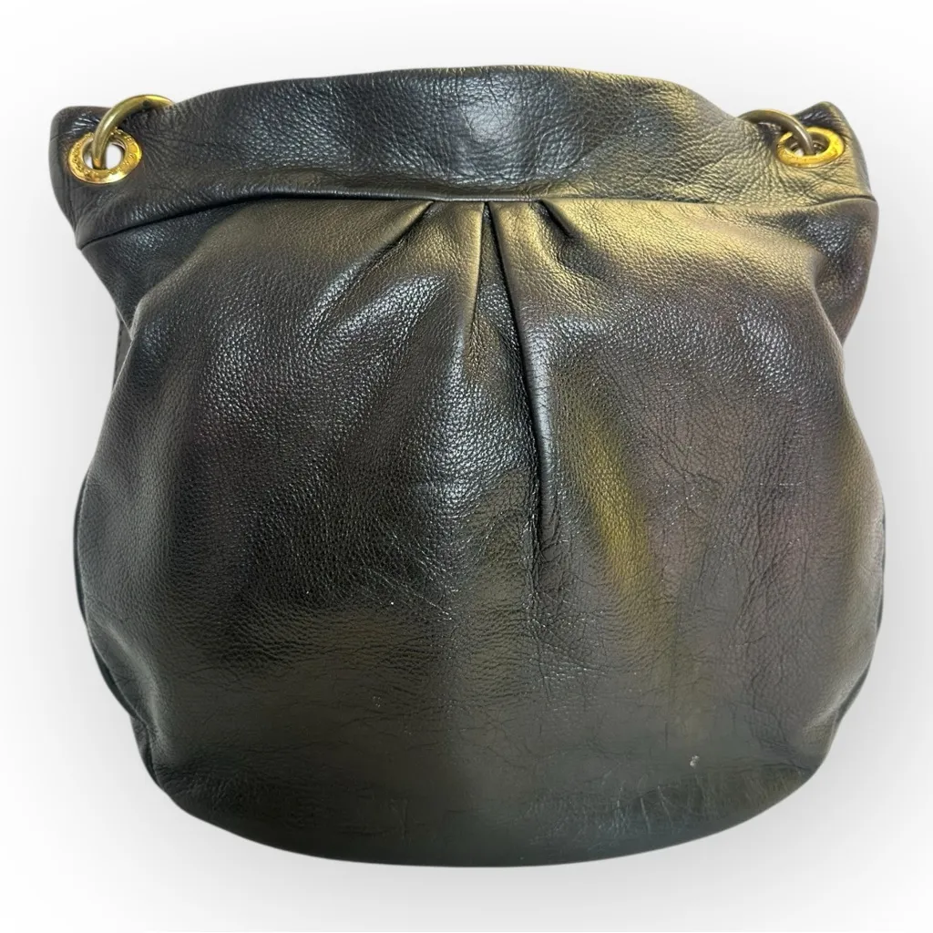 Marc Jacobs Classic Q Hillier Hobo Pebbled Leather Bag Black Brown Gold Hardwear - Image 2