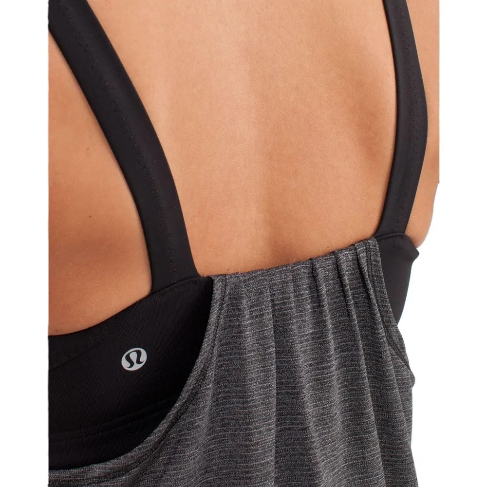 Womens Lululemon Run Back On Track Black Grey Gray Athletic Tank Top Size 4 - Image 5