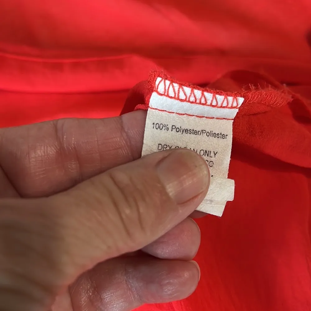 Final Touch  Red Flowy open Shoulder Top Spaghetti Strap Sheer Blouse Women Small - Image 7