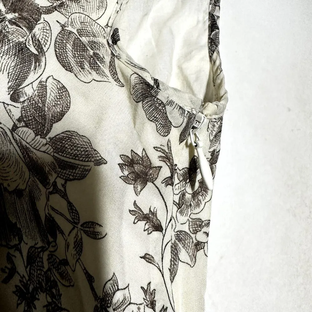 Banana Republic Silk Dress Floral Print Front Tie Sleeveless Deep V-Neck White 2 - Image 3