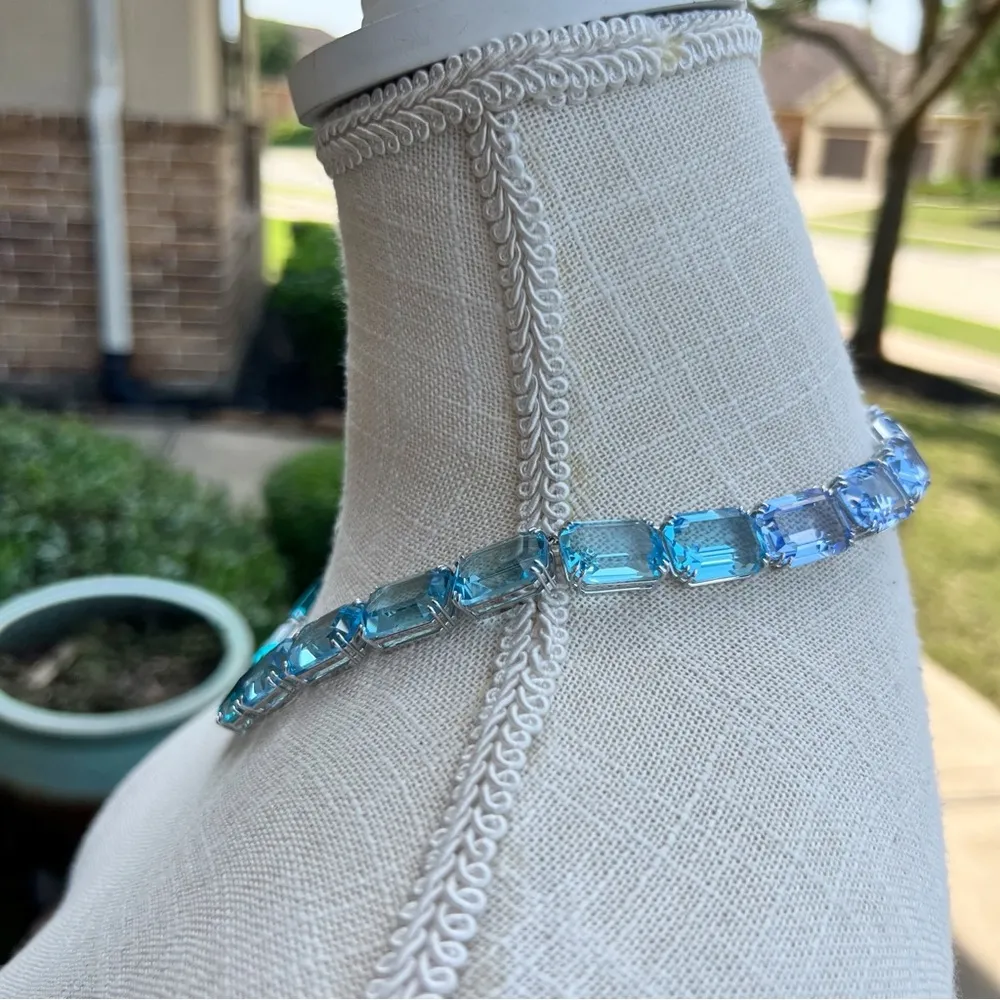Swarovski two tone blue Millenia octagon cut necklace - Image 12
