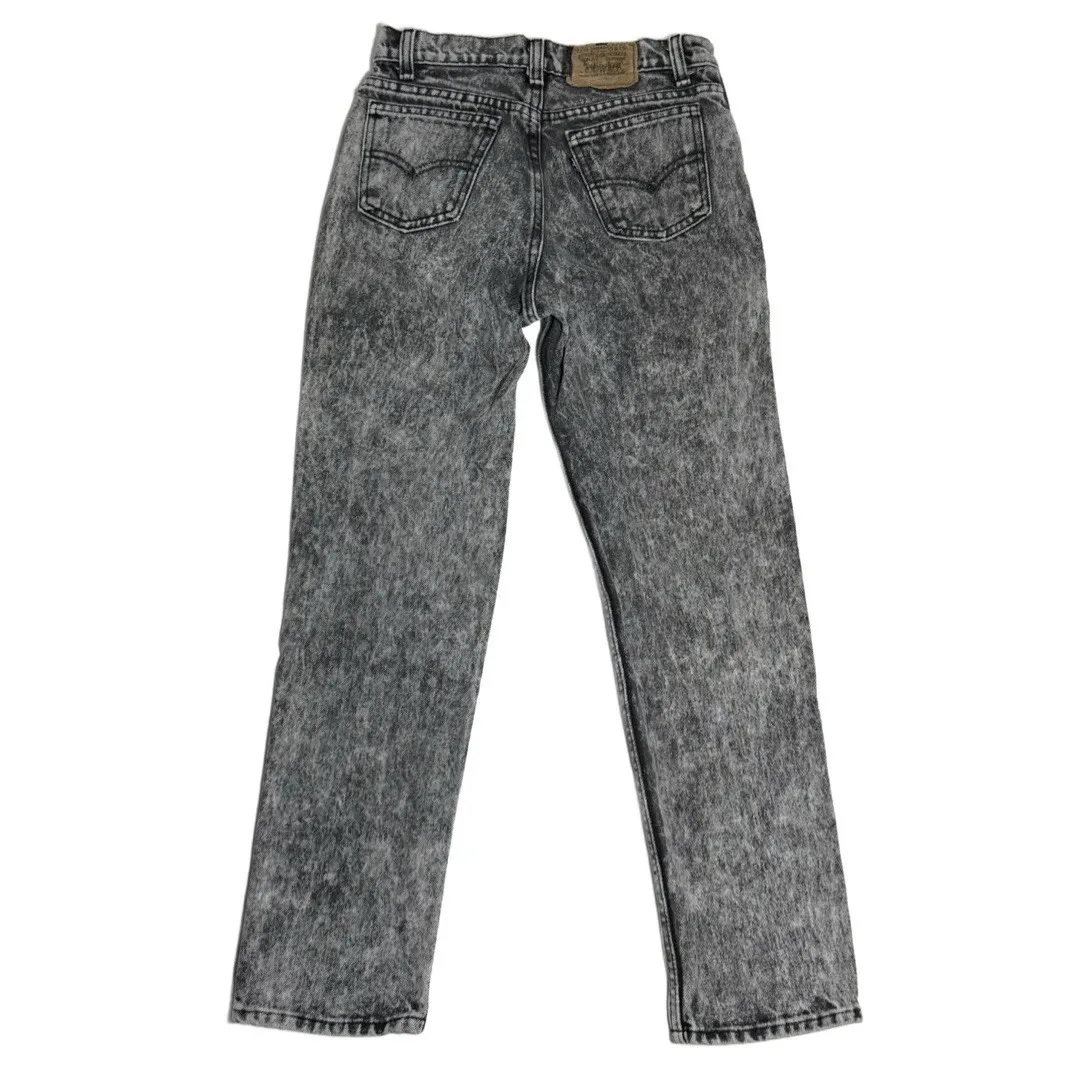 Vintage Levis Jeans Student 26x28 Made In USA Acid Wash Grey/black Denim Batwing - Image 2