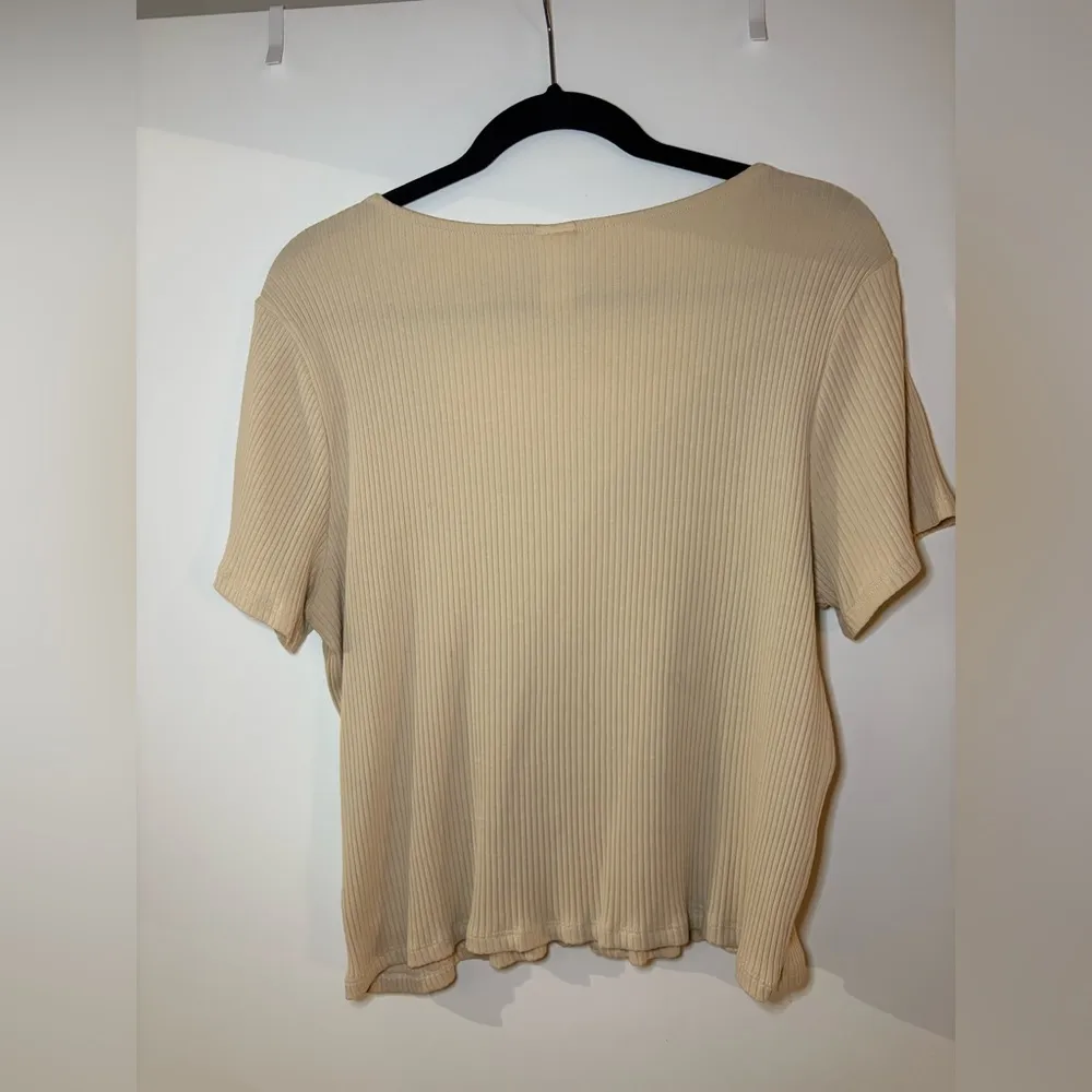 Beige Button-Up Ribbed Top - Image 3